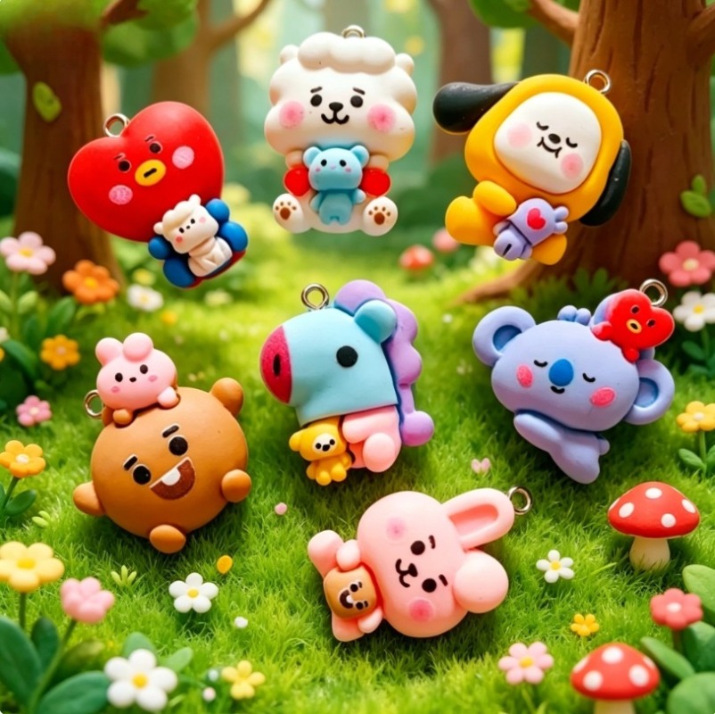 7pcs BT21 Resin Cartoon Charm  - огляд і ціна Resin Craft Material
