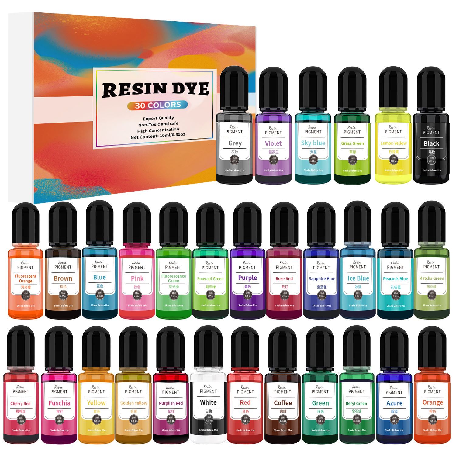 24/30 Colors Set 10ml Epoxy Re - огляд і ціна Resin Dye Alcohol